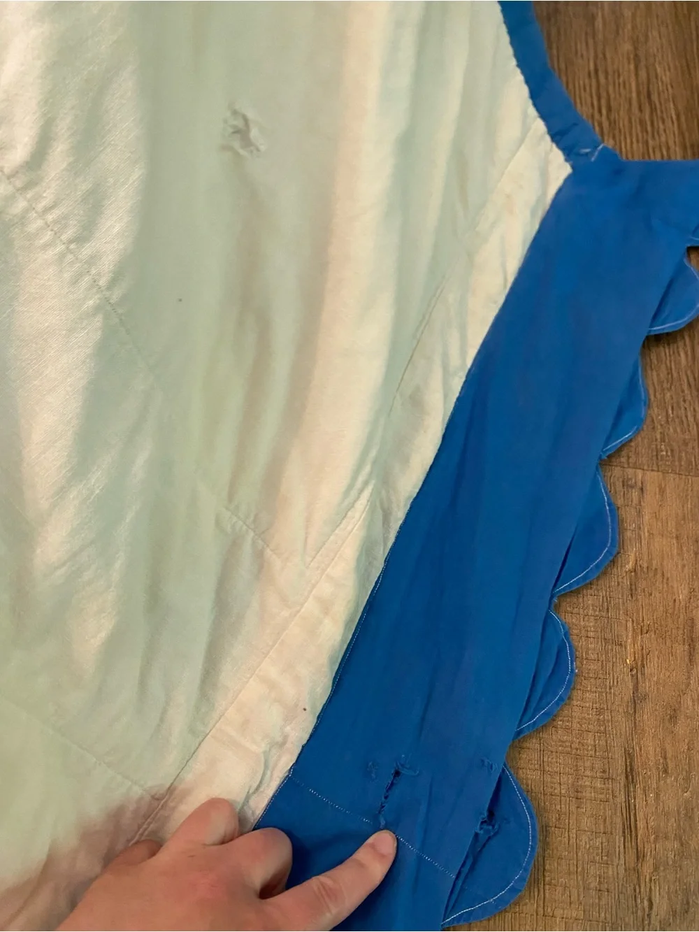 Hand-Embroidered Blue & Vintage Quilt
